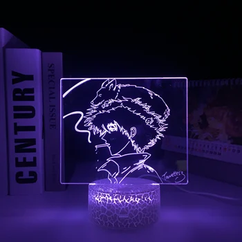 Аниме Cowboy Bebop 3D Led Бял Основен Лампа за Декор Спални лека нощ Детски Подарък за Рожден Ден Манга Стая Тенис на Led Лампа