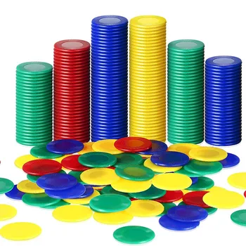 400 Броя Пластмасови Чипове за Покер на Игрални Чипове 4 Цвята Преброяване Карта за Игра Преброяване на Чиповете за игра на Бинго Карта 4