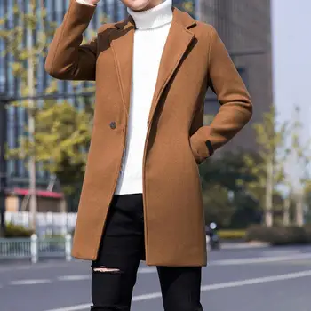 Есенно-зимни мъжки ветровка, Младежко Вълна Палто Размер Плюс, мъжки Корейската версия е със средна дължина, Ежедневното палта, сака за Мъже