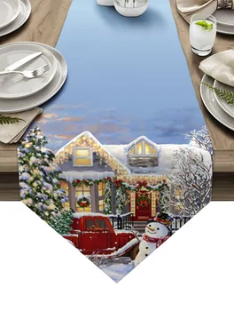 Нова Година Весела Коледа Коледна Елха Камион Настолна Пътека Настолна Покривки За Маси, Украса За Дома За Коледа Коледни Украси