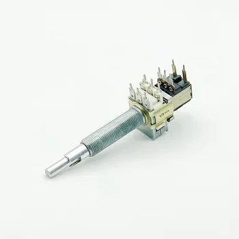 2 бр RK12 Тип 40Ω Двухосевой Потенциометър за регулиране силата на звука стереоканала с ключа за възстановяване и кнопочным ключ