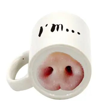 Забавно Куче Прасе Нос Чаша Чаша Творчески Керамични Знак Напитка Смях Чай От Чаши За Кафе Прасе Нос