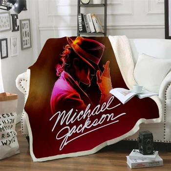 Флисовое одеяло с 3D принтом на Майкъл Джексън за легла, Туристическа Гъст одеало за Пикник, Модерно Покривки, Шерпа, Стилно одеяло-3