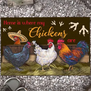 CLOOCL Забавно Пилешки Двойка на Килими с 3D принтом Стария петел и сладко пиле на Живо Тук Начало Мат Фланелевый Кухненски Мат