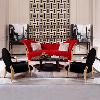 Френски нео-класически текстилен разтегателен триместен студиен разтегателен клубния дизайнерски диван за сядане F3