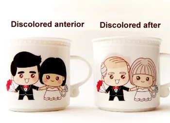 Остареят заедно с керамична чаша, промяна на цвета, двама души креативна керамична чаша Празничен подарък за избор