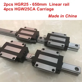 Линейна употреба HGR25: 2 елемента HGR25 - 650mm + 4шт HGW25CA линеен блок на каретката с ЦПУ детайли