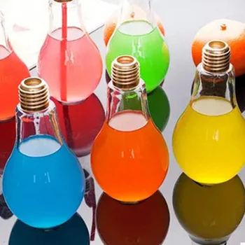 2022 Крушка Коктейлни Чаши Креативен Дизайн На Лампа Лампа Сок Напитка Преносима Слама Бутилка Сладка Личност Винена Чаша За Парти