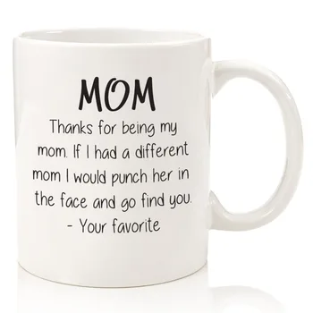 Благодаря, че си ми майка, Забавна кафеена чаша - най-Добрите коледни подаръци за майките, жените - Уникална идея за подарък за Коледа за нея от Daugh