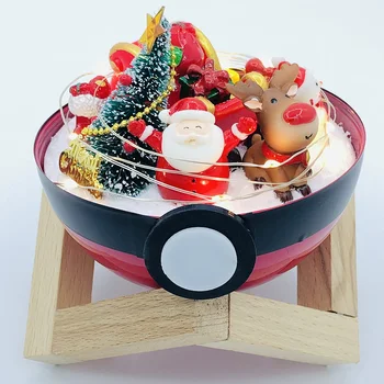 Takara Томи Pokemon Топка 2021 Весел Коледен Стил Безжично Управление на LED Ръчно изработени С Дървена Основа DIY Играчки за Коледни Подаръци