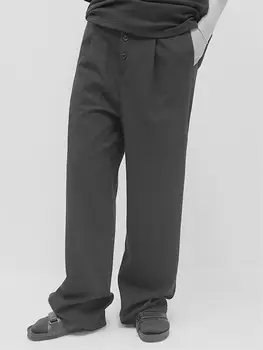 Мъжки панталони с прав штанинами, Пролетно-есенни Нови Ежедневни панталони с висока Талия, прави Панталони, британски Семпли панталони в голям Размер