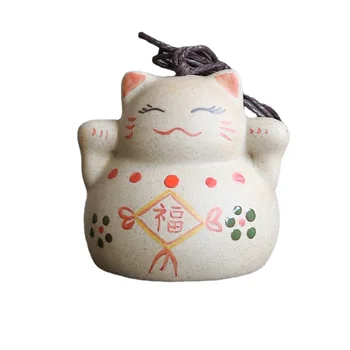 Сладко Японски Керамични Вятърни Свирки Fortune Cat Творчески Окачване Подарък за Ден за Защита на Децата на Открито