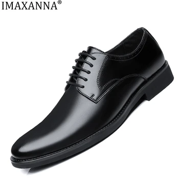 IMAXANNA/ Класически мъжки обувки-Oxfords Луксозни, Бизнес Официалната Кожени Обувки, Мека Кожена Удобна Износостойкая ежедневни Обувки