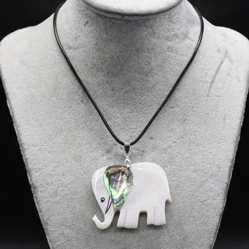 Натурален Слон Цветен Висулка във Формата На Миди Колие Модни Сладък Животни Кожа, Въже Бижута направи си САМ Окачване Огърлица за Жени, Мъже Подарък