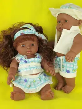 Специален просвет 28 см Африка возрожденный бебе кукла, пластмасова имитация на шоколад момче и момиче кукла