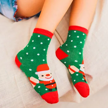5 двойки/1 чифт Памучни зимно-есенни детски чорапи за малки момичета и момчета, детски Шарени Хавлиени чорапи с Снежинками и Лосем, Коледни чорапи с Дядо Коледа