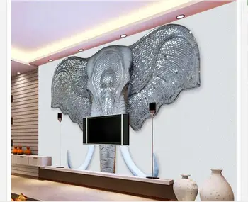 Индивидуални 3d тапети 3d стенописи тапети HD атмосфера слон релеф ТЕЛЕВИЗИЯ тапети красотата на тапети за хола