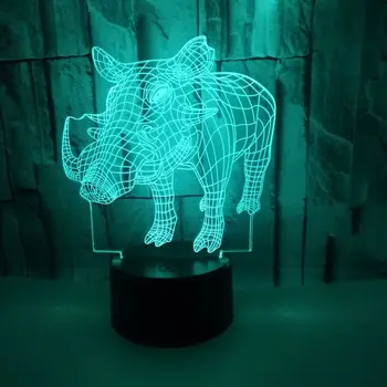 Дистанционно Или Сензорно Управление Цветна Прасе 3D Led нощна светлина 5 В USB Креативна Малко Акрилна Светодиодна Настолна Лампа Самостоятелно Gifting Home Deco Подарък