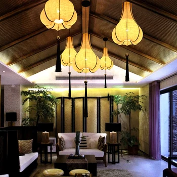 домакински лампа творческа изкуство юго-източна светлини Съвременен китайски стил на коприната тъкан класическа окачена лампа, спалня, кабинет вила ZS13