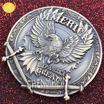 2020 45-ия Президент на САЩ Доналд Тръмп Възпоменателна Монета Free Flying Eagle Challenge Монети Бронзови Триизмерни монети с релефни