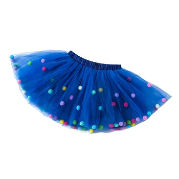 Кралската Синя Поличка от Тюл Детски Рокли с Цветни Топки и Мини Танцови Рокли за Момичета в Наличност