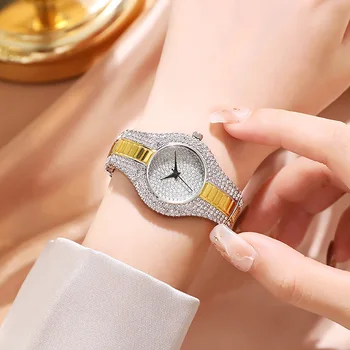 Висок клас марка Дамски часовници, часовници за жени, Модни Часовници е от Неръждаема стомана, Подарък с Диаманти, Кварцов часовник за момичета, Relogio feminino
