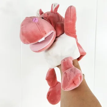 Червената ръчна кукла хипопотам детска играчка плюшен