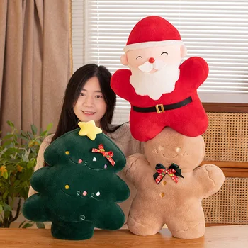 Коледна Играчка Плюшен Дядо Коледа, Пълнени Елен, Мека Скъпа Пряничная Коледно Дърво, Възглавница, Кукла за Момичета, Детски Коледен Подарък