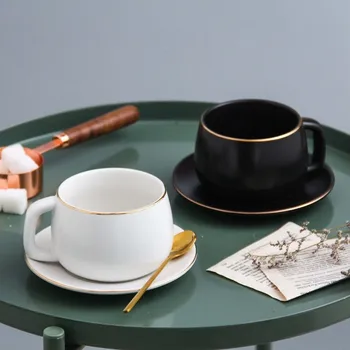 250 мл Европейски Стил Творчески Керамични Набор от Кафе Чаши, Порцеланови Чаши С Тавата Вода Чаша Чай на Закуска Млечни Чаши на Едро