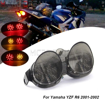 Дымчатая Леща Задна Светлина Мотоциклет 12 Led Светлина Отзад Задна Светлина Спирачната Вграден мигач Стоп-Сигнал За Yamaha YZF R6 2001 2002