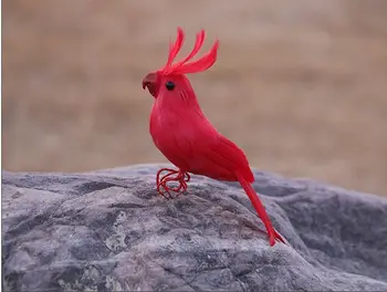 малко сладък имитационный папагал модел пяна и кожа червена птица, играчка подарък от около 18 см 3023