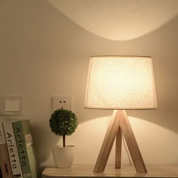 Скандинавска проста модерно нощно шкафче за спалня, нощни лампи от плат, артистични изследвания, творчески настолна лампа от масивно дърво, led декоративна модерна настолна лампа